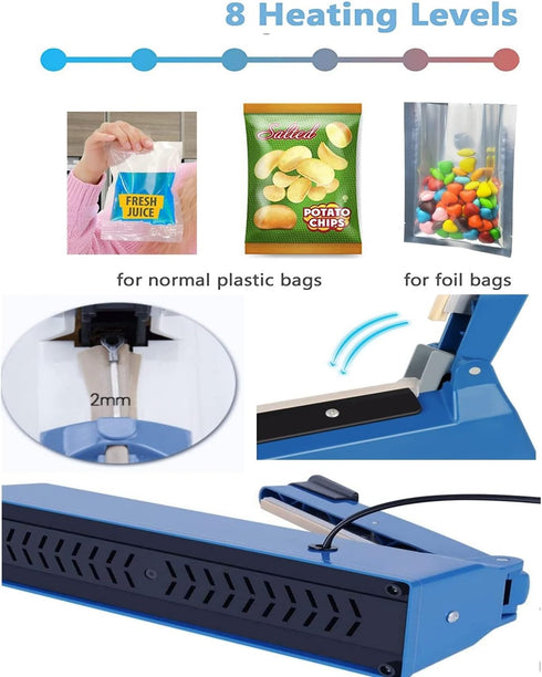 Impulse Heat Sealer for Plastic Bags, 8 Inch Poly Bag Sealing Machine with Extra Repair Kit