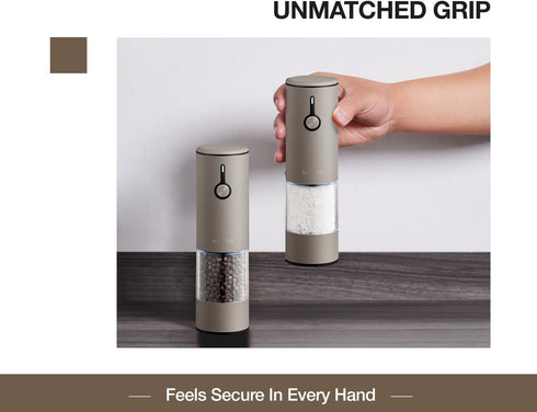 Set, 6 2packBrown Stainless Steel Rechargeable Electric Salt and Pepper Grinder USB Charging with Dust Cover