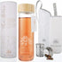 Sacred Lotus Love Double-Walled Glass Tea Tumbler with Infuser and Strainer 15oz