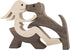 BOBO BIRD Wooden Dog Cat Family Statue, Handmade Wood Decoration, Cute Puppy and Kitty Figurine Craft for Home