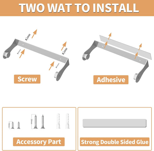 Paper Towel Holder Under Cabinet, Wall Mount Paper Towel Holder for Kitchen Bathroom, Stainless Steel, Adhesive