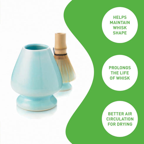 Aiya Traditional Japanese Matcha Whisk Holder, Pyramid Design for Bamboo Chasen, Blue