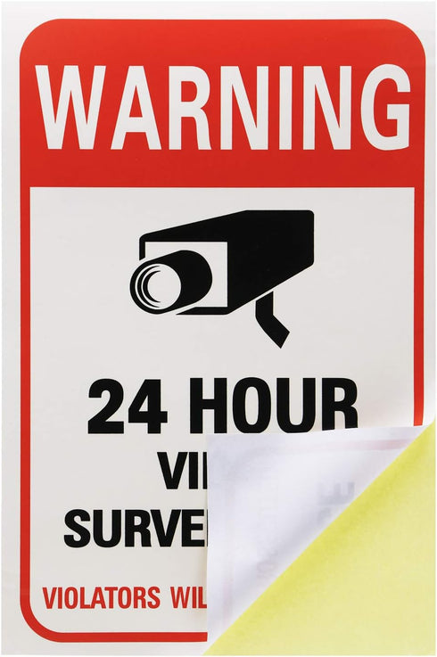 Tupalizy 24 Hours Video Camera Surveillance Sign Stickers - Self-Adhesive Security Labels for Window, Wall, Door, 20PCS