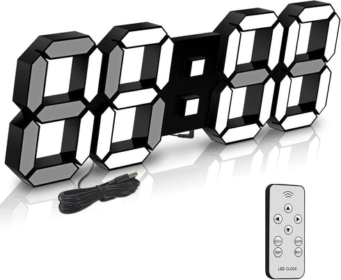 Deeyaple Led Digital Alarm Clock 3D Small Wall Clock Snooze Dimmable Time