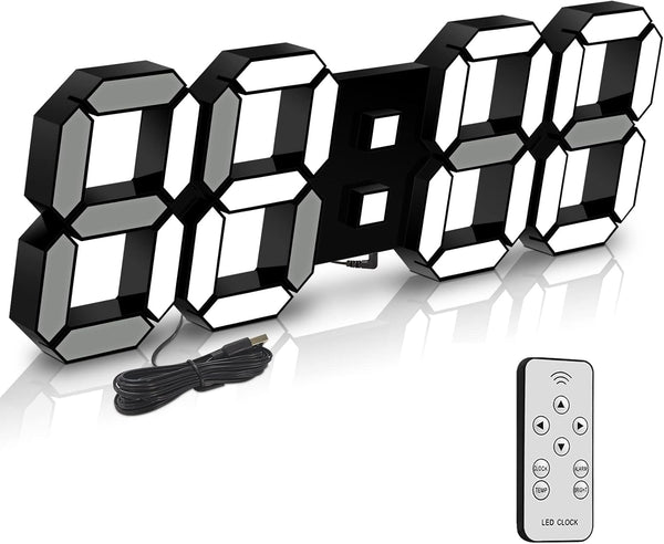 Deeyaple Led Digital Alarm Clock 3D Small Wall Clock Snooze Dimmable Time
