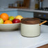 Rliguanrui 3.5" Countertop Handmade Ceramic Salt Cellar with Acacia Wood Lid & Spoon - Wide Mouth Kitchen Jar for Salt