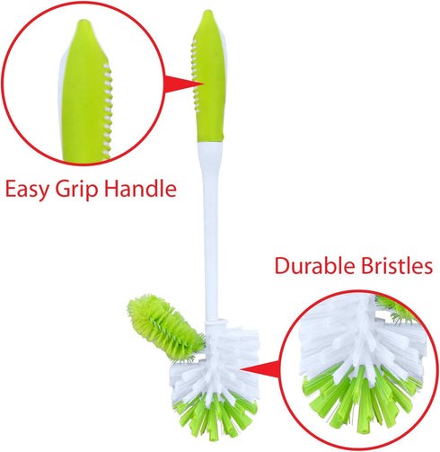 Pine-Sol Toilet Bowl Cleaner Brush with Holder | Heavy Duty Cleaning Wand with Under The Rim Scrubber, Non-Slip Handle, Storage Caddy | Bathroom Supplies, Yellow, Green by Pine-Sol