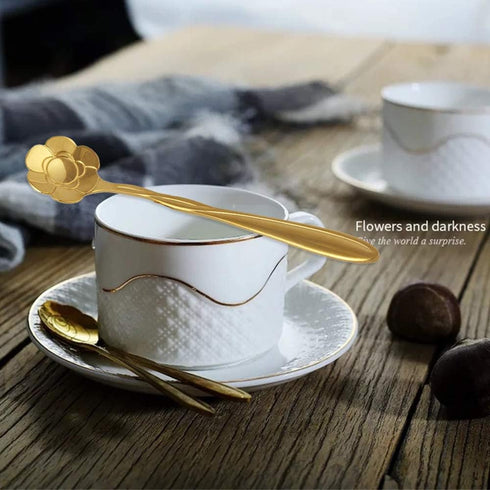 Stainless Steel Creative Flower Coffee Spoons, Set of 12 Ice-Cream Tea Stirring Spoons