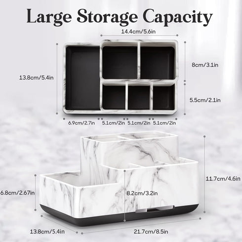 Toothbrush Holder Bathroom Organizer, 5 Compartments for Cosmetic, Makeup, and Office Stationery Storage