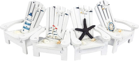 Set of 4 Mini Beach Chair for Bathroom, Nautical Home Decor, Ocean Decorations, Beach Decor (4 in)