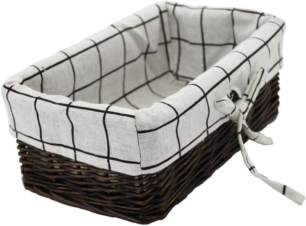 Rectangular Wicker Storage Basket, Natural Decorative Arts and Crafts (Dark Brown)