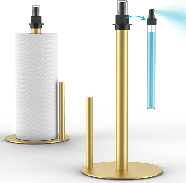 Wekuch Paper Towel Holder with Spray Bottle, Countertop Paper Towels Dispenser Stand with