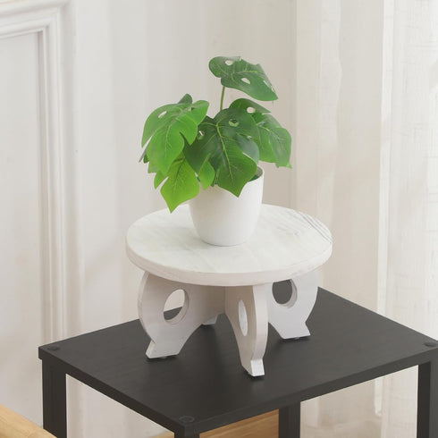 VZODESR 10 inch Small Plant Stand Kitchen Display Stand Plant Holder Plant Stool Round Stand Risers Farmhouse Rustic