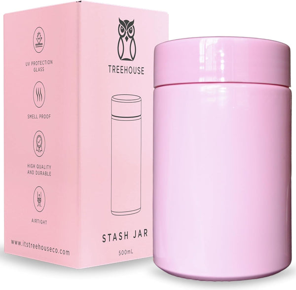 Stash Jar Smell Proof Container (500mL) - Double Sealed Air Tight Jar for Herbs, Spices, Coffee, Teas & More
