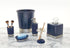iDesign Ceramic and Steel Bar Holder, The York Collection Soap Dish, Matte Navy/Brushed Nickel