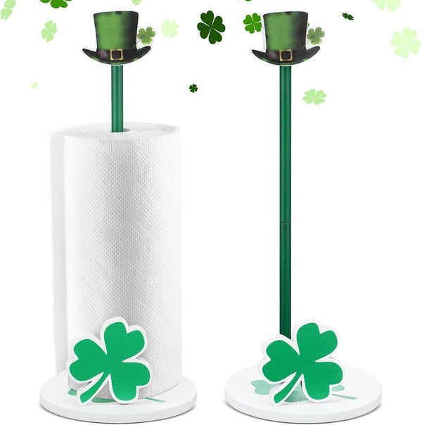 Namalu St. Patrick's Day Shamrock Paper Towel Holder - Rustic Decor for Kitchen and Bathroom, Countertop Dispenser