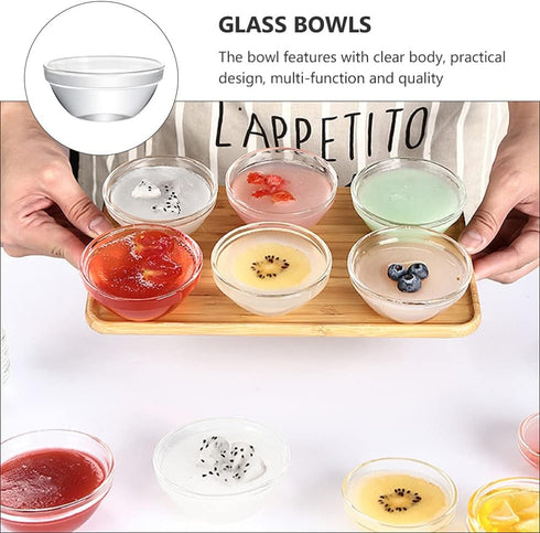 DOITOOL 6 Pcs Mini Meal Prep Bowls, Stackable Clear Glass Ramekins, Small Dessert Bowls for Kitchen Prep, Salad, Dips