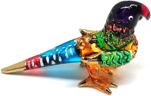 Handmade Mini Blown Glass Parrot Bird Figurine, 2" Orange, Dollhouse Gift Ideas, Cute Tiny Ornament