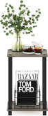 1-Tier Furinno Simplistic End Side Night Stand/Bedside Table with Plastic Poles, French Oak Grey/Black