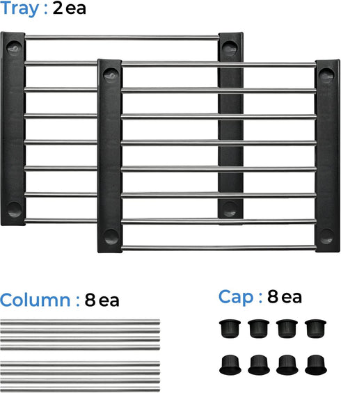 Carrotez Cabinet Organizer Shelf, Set of 2 Stackable Kitchen Counter Shelves, Pantry Storage Shelf Organizer - Black