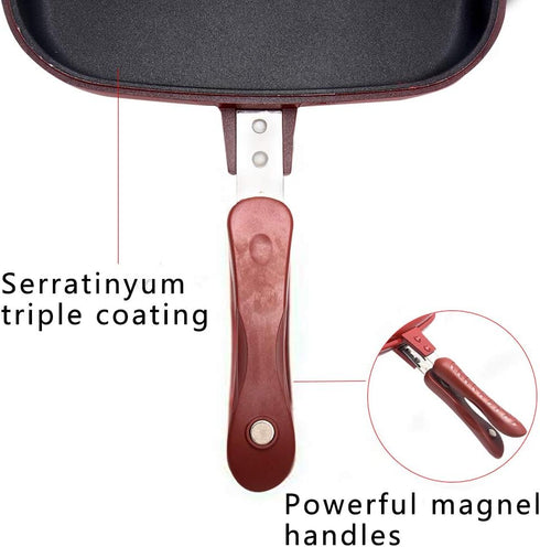 Square Double Sided Frying Pan, Non-stick Kitchen Baking Pancake Pan, Indoor/Outdoor Camping Sandwich Toaster Grill