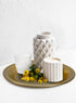 12" Serene Spaces Living Brass-Look Aluminum Round Tray, Handcrafted in India, Decorative Vanity Tray, Organizer