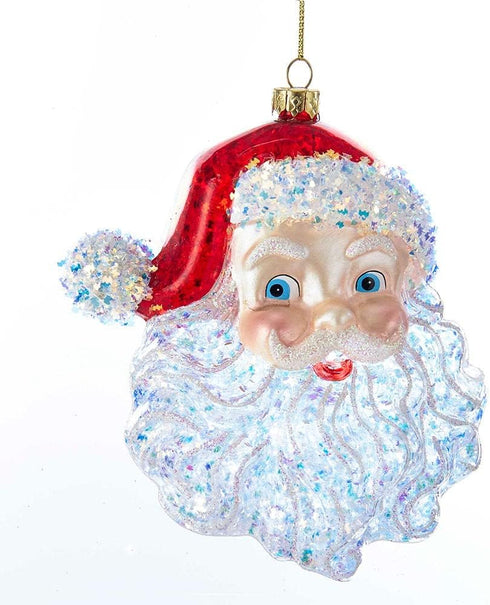 Santa Claus Head Glass Christmas Tree Ornament T2290