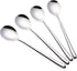 Long handle Soup Spoons Stainless Steel Round handle Soup Spoon,Korean Long handle Bar Spoons Silver Pack of 4