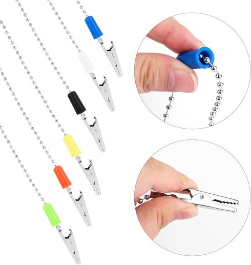 6 Pack (6 AUEAR, Napkin Clips Metal Dental Bib Chain Holder Fixing Lanyard Flexible for Adult Colors)