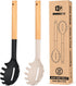 Pack of 2 Spaghetti Spoon, Silicone Pasta Fork with Wooden Handle, Heat