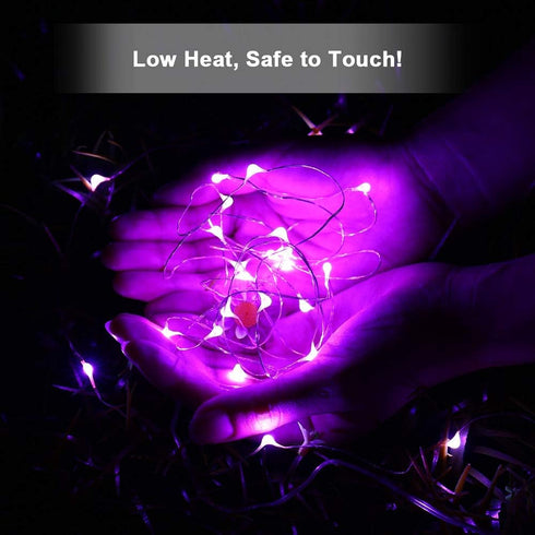 Brizled Purple Halloween Lights, 19.47ft 60 LED Battery Powered Twinkle/Steady On String Lights
