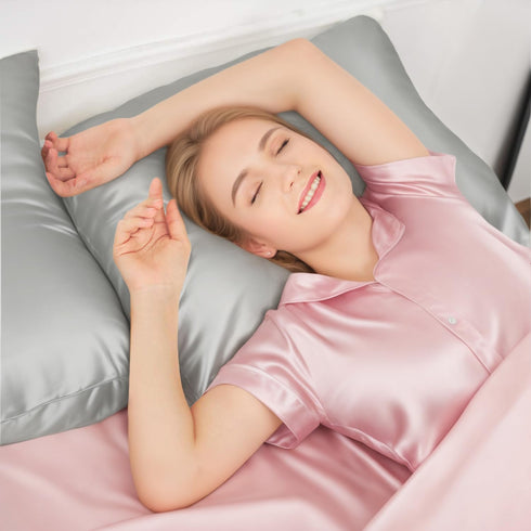 INSSL Mulberry Silk Pillowcase for Women - Standard Size, Grey, Comfortable and Breathable for Hair and Skin