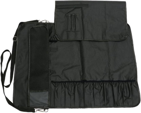 HERSENT Chef Knife Roll Bag with 17 Slots, Holds 13 Knives, 1 Meat Cleaver, Durable with Handle & Shoulder Strap