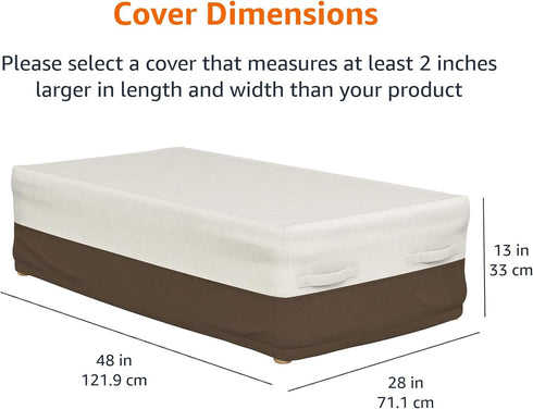 48" 28" Amazon Basics Outdoor Patio Coffee Table Cover, Waterproof, UV Resistant, Weather Protection with Secure
