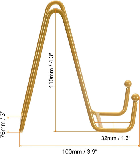 uxcell Plate Stand for Display, 3Pcs 4.3 Inch Iron Easel Plate Holder Display Stands Metal Decorative Plates for Picture Photo Book, Gold