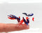 Dragon Tiny Miniature Figurines, Hand Blown Glass Art Collectible Gift for Home Decor (Blue Orange)