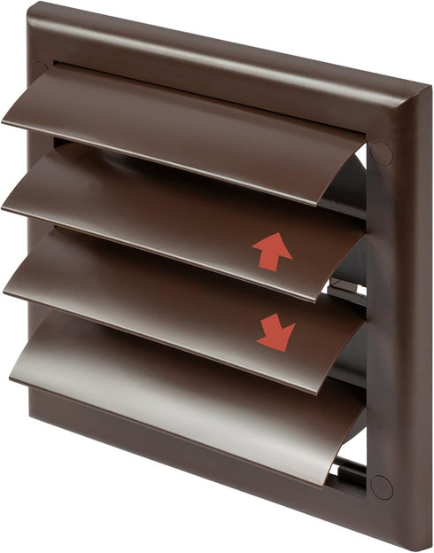 Plastic 4" Brown Dryer Vent Cover with Flange - Exhaust Ventilation Grille with Shutters for Various Ventilation Systems