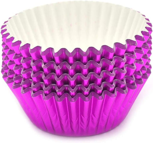 Standard Hot Pink Foil Cupcake Liners, 100-Count Muffin Baking Cups for Party and More