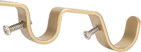 Ycolnaefllr Set of 3 Golden Double Rod Holders, Heavy Duty Double Curtain Rod Brackets for 1 and 0.7-Inch Rod