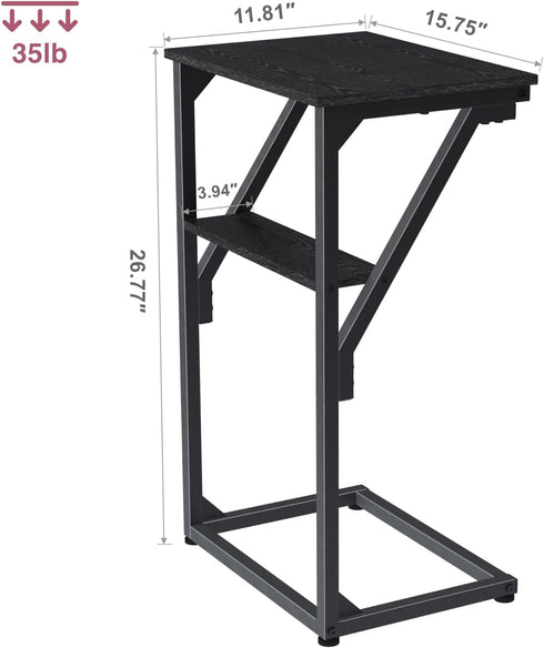 NEFROM Set 2, ET-D-BKW2 C-Shaped End Tables, Sofa TV Trays of Small Couch Side Table for Living Room, Bedroom, Bedside