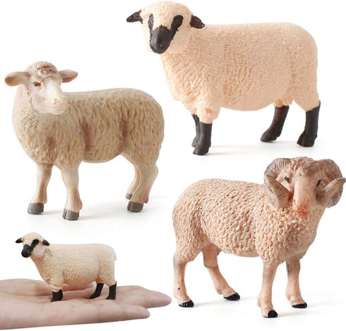 Kisangel Realistic Merino Sheep Figure, Small Lamb Farm Animals Model, Plastic Barn Figurines for Collection Desk