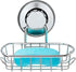 SANNO Suction Soap Dish with Hooks | Soap Holder Saver Tray for Shower, Bathroom, Tub, Kitchen Sink