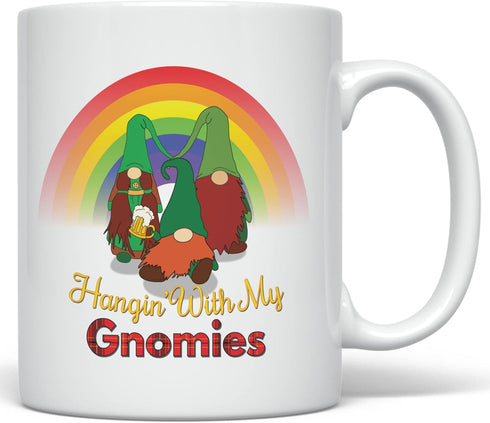 PixiDoodle St Patrick's Day Leprechaun Garden Gnome Coffee Mug, 11 oz, White