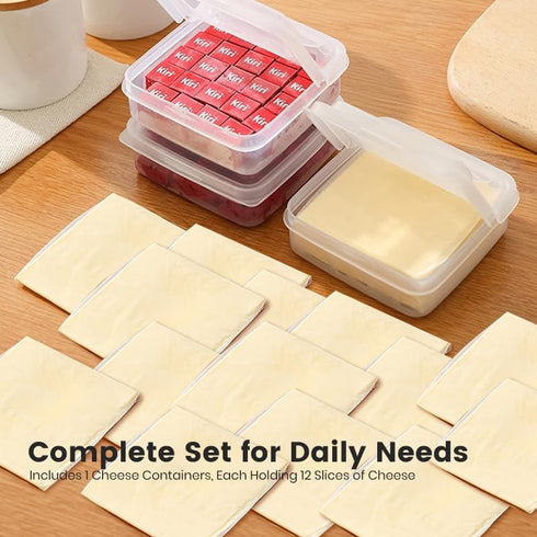 Sliced Cheese Container for Fridge, Clear Plastic Flip Lid Cheese Slice Storage Box, Refrigerator Organizer for Food