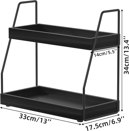 2-Tier Counter 2 ZGO Modern Bathroom Organizer, Wooden Sink Organizer Shelf for Vanity Storage, Makeup Bedroom Corner