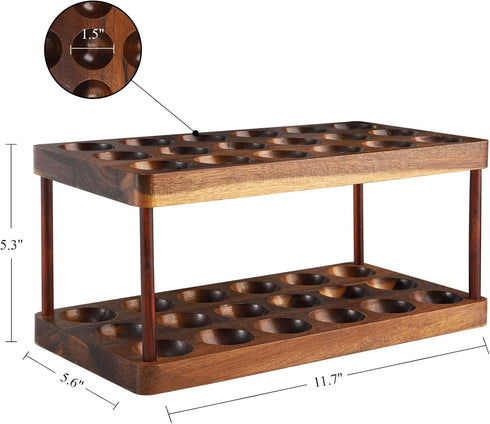 YOUEON Acacia Wooden Egg Holder with Double Layers, Wooden Egg Tray Holds 36 Fresh Eggs, Deviled Egg Plates Egg Storage for Fresh Egg, Countertop Display, Refrigerator Storage, Rustic Decor by Youeon