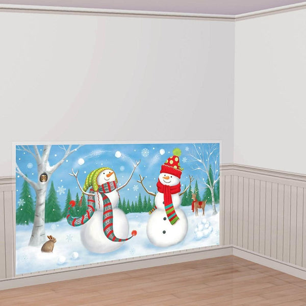 Whimsical Snowman Plastic Scene Setter by AMSCAN | Christmas Decoration