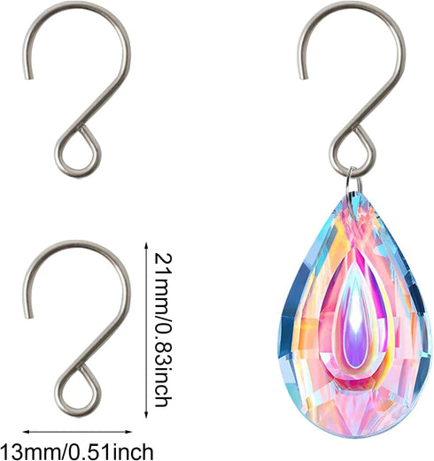 Honbay 200PCS Mini S Shape Hooks Stainless Steel Tiny Ornament Hooks Crystal Bead Curtain Hooks for Suncatchers