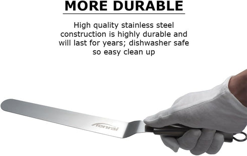 Tenrai Metal Icing Spatula Set, Stainless Steel Cake Knife Offset Professional Tool for Decorating Cakes