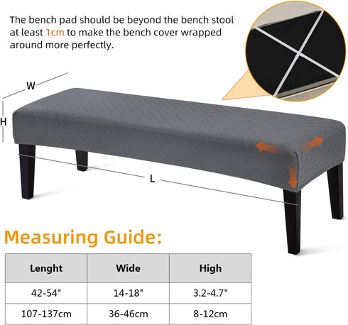 YISUN Jacquard Dining Bench Covers, Stretch Washable Removable Bench Slipcover, Rectangle Bench Seat Protector Cover